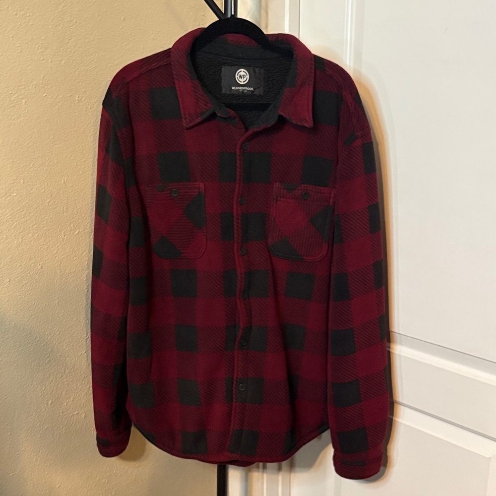 Weatherproof Burgundy and Black Plaid Shirt